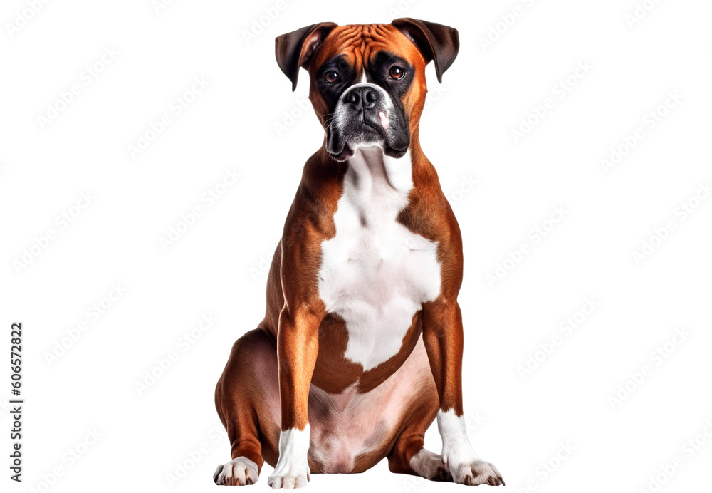 Boxer dog on transparent background. Generative AI. Boxer dog on transparent background. Generative AI.
