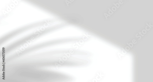 Realistic blurred natural light leaves, palm and window shadow overlay on wall paper or frames texture, abstract background, summer, spring, autumn for product presentation podium and mockup seasonal.