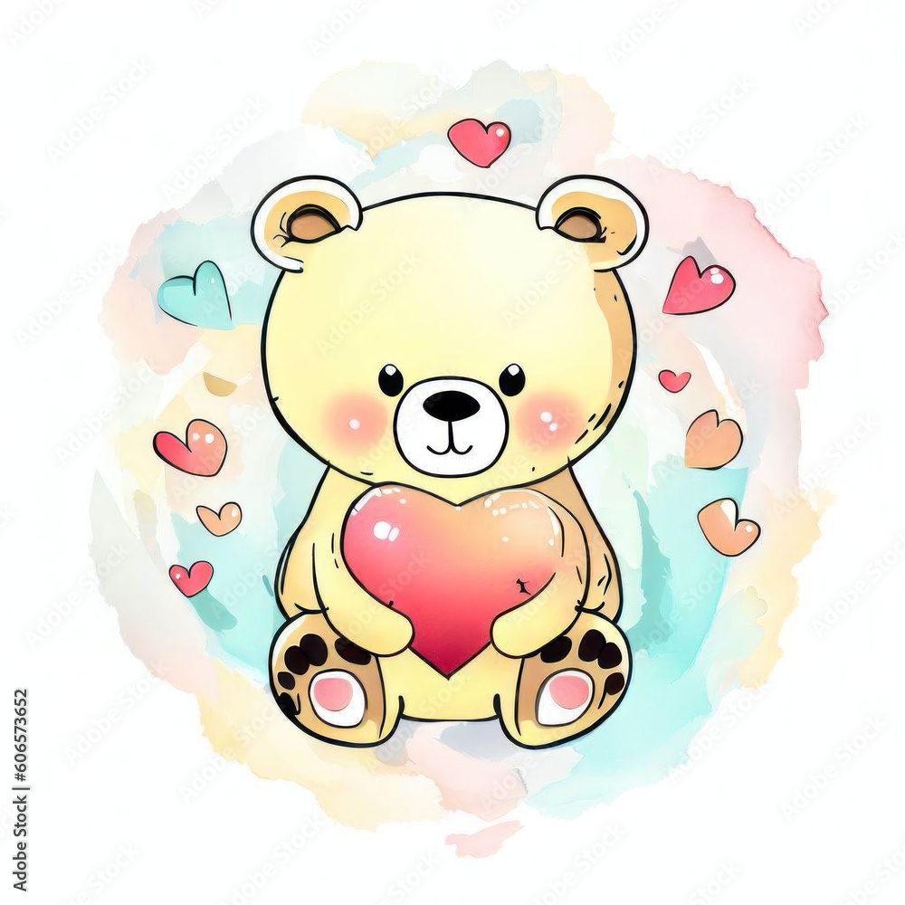 Artistic Animal: Watercolor Bear Illustration, Generative AI Artistic Animal: Watercolor Bear Illustration, Generative AI
