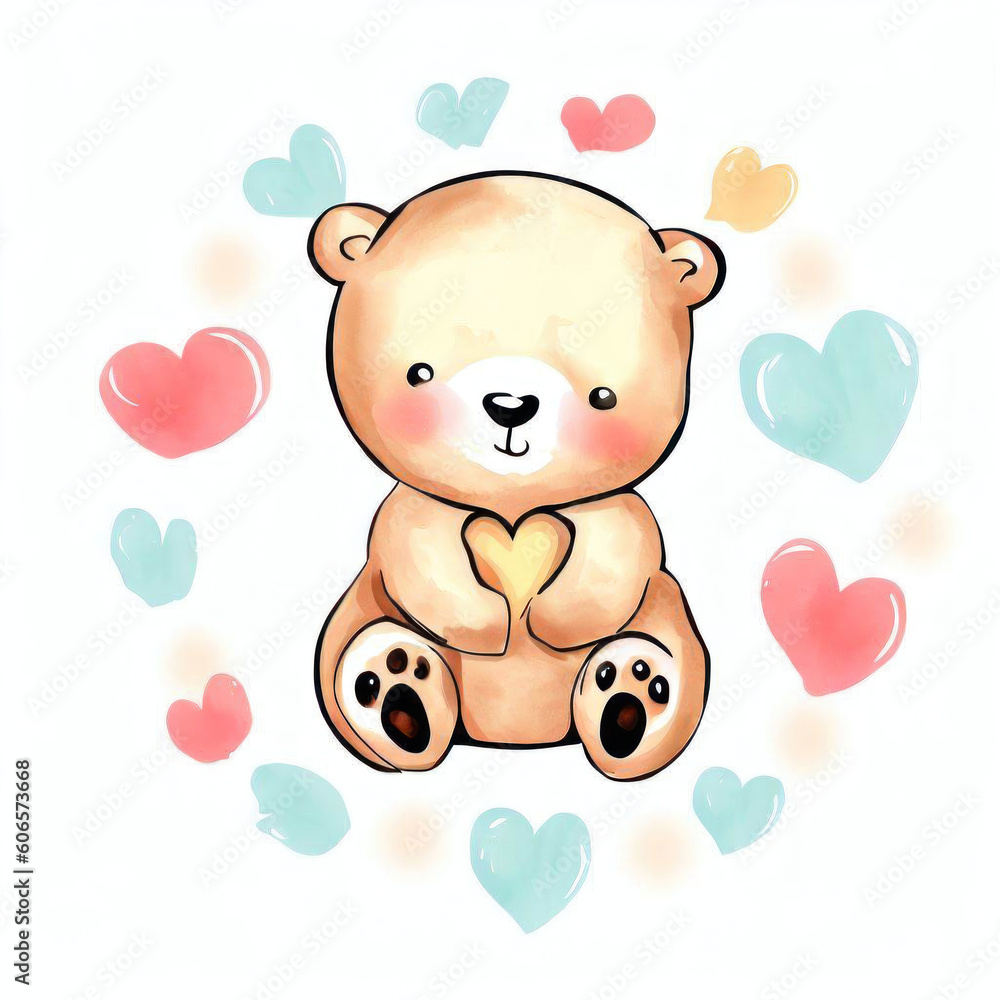 Majestic Bear: Stunning Watercolor Illustration of a Cute Animal, Generative AI Majestic Bear: Stunning Watercolor Illustration of a Cute Animal, Generative AI