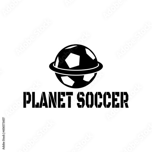 Simple logo for planet soccer, suitable for soccer team logo or sport store