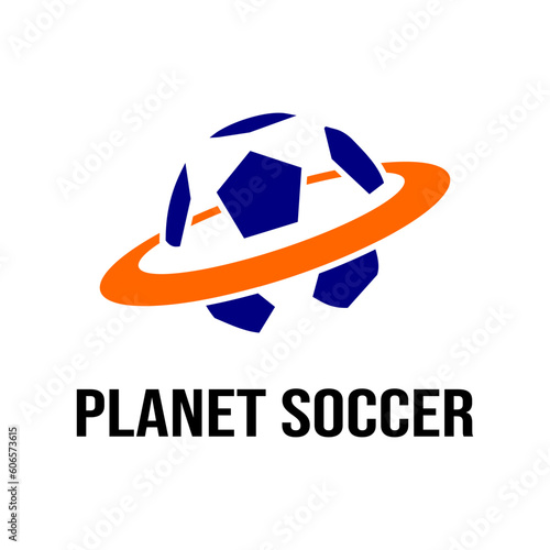 Simple logo for planet soccer, suitable for soccer team logo or sport store