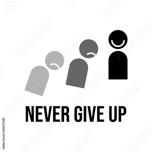 Pictogram illustration depicting the spirit of not giving up
