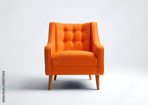 Orange chair on white background, orange furniture Generative ai