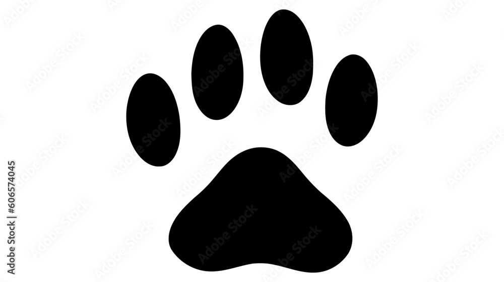 Black silhouette of a paw print, isolated Black silhouette of a paw print, isolated