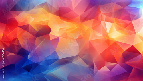 Triangular Geometric Pattern Wallpaper, Colorful Mosaic Background, Polygon Low Poly Texture