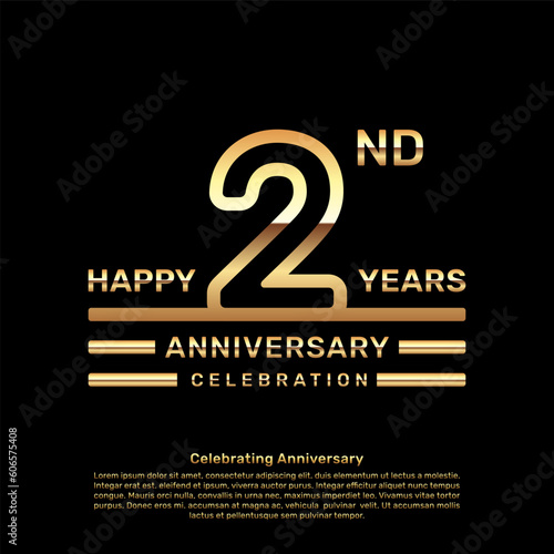 2 year anniversary logo design with double line concept, logo vector template