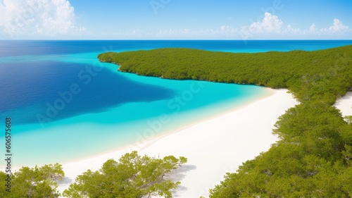 A Picture Of A Breathtakingly Immersive Beach With A White Sand Beach