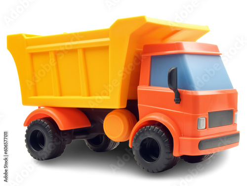 Colorful, children's truck. Toy transport. Isolated on a transparent background. KI.