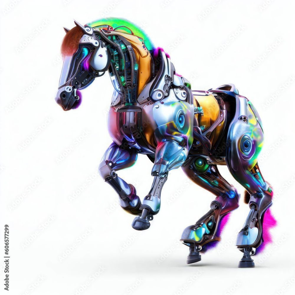 Cybernetic Elegance: Horse Illustration, Generative AI