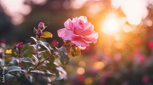 Pink rose, close-up - Generative AI © Neel