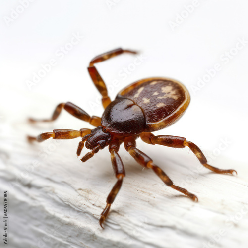 mite Spider parasite Insect macro isolated on white background. Generative AI