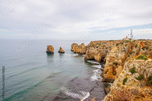 Algarve Beach with rocks and cliffs - Portuguese coastline