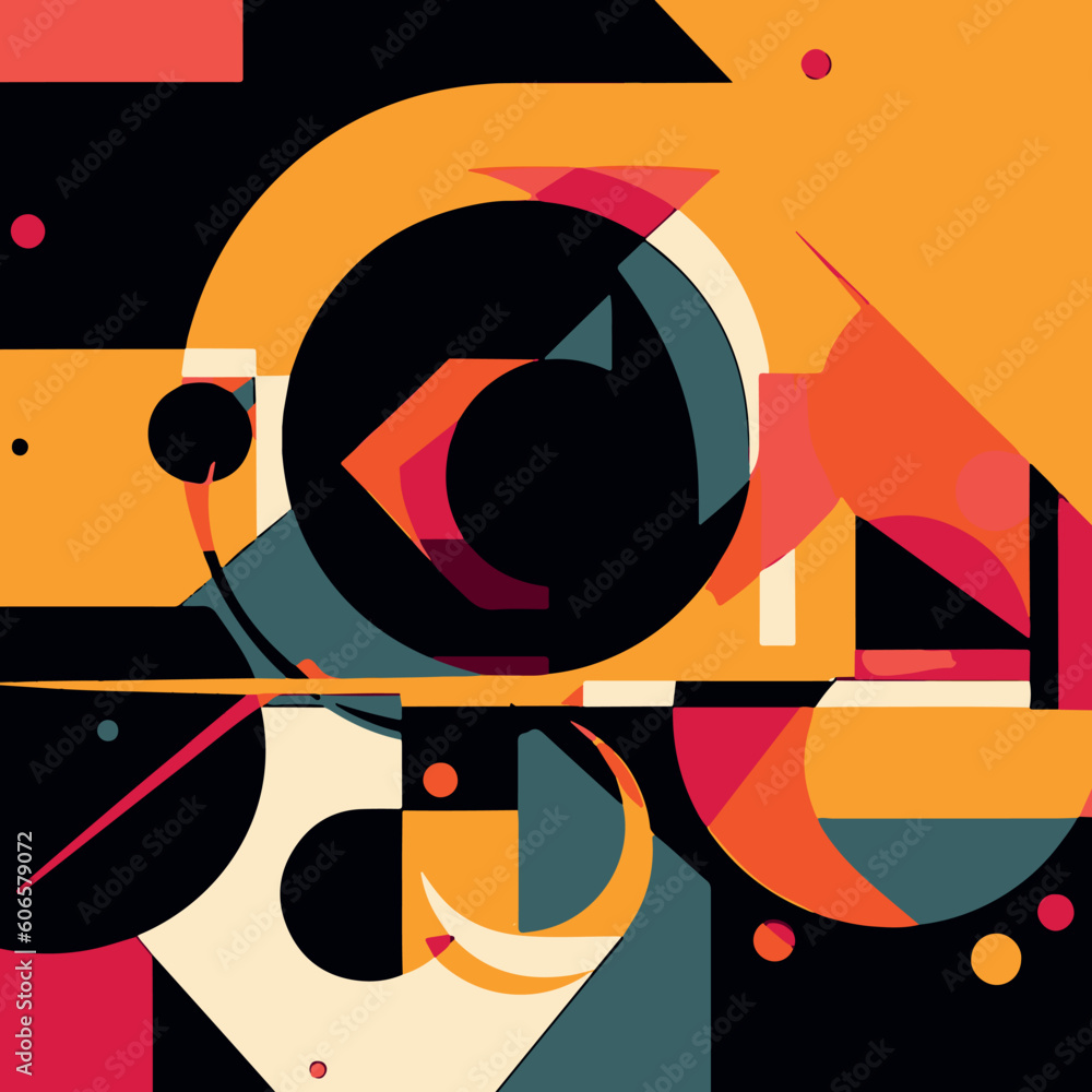 Fototapeta premium vector illustration, background with abstract and geometric shapes
