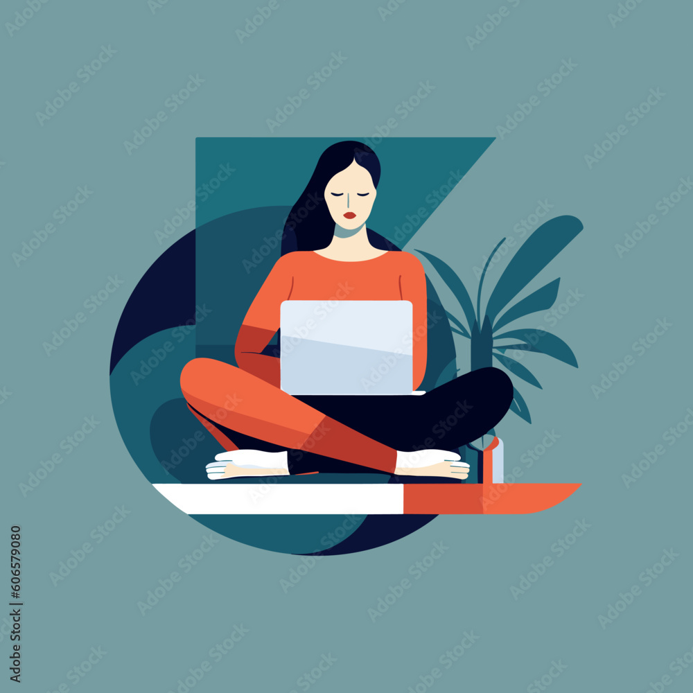 abstract woman with laptop on her lap abstract woman with laptop on her lap