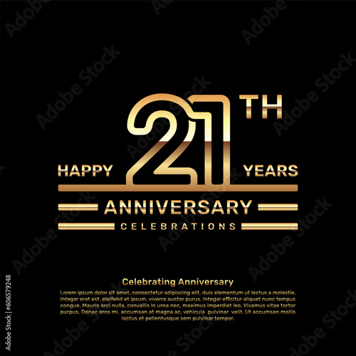 21 year anniversary logo design with double line concept, logo vector template