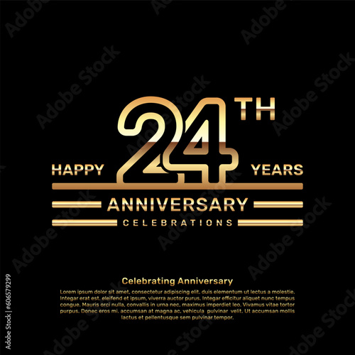 24 year anniversary logo design with double line concept, logo vector template