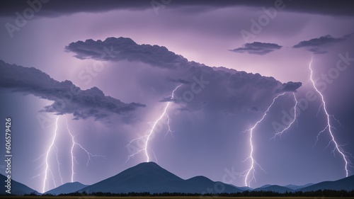 A Picture Of A Serenely Tranquilous Scene Of Lightning And Clouds