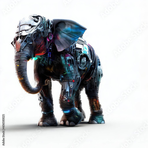 Mechanical Behemoth: Illustration of a Robotic Elephant, Generative AI