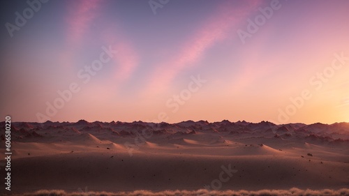 An Illustration Of A Breathtakingly Daring Sunset Over A Desert Landscape
