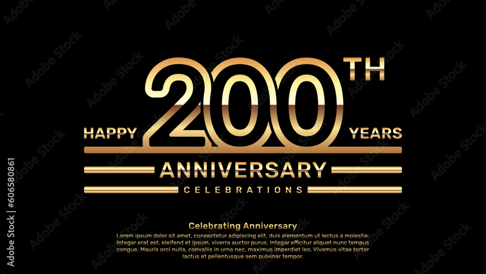 200 year anniversary logo design with double line concept, logo vector template