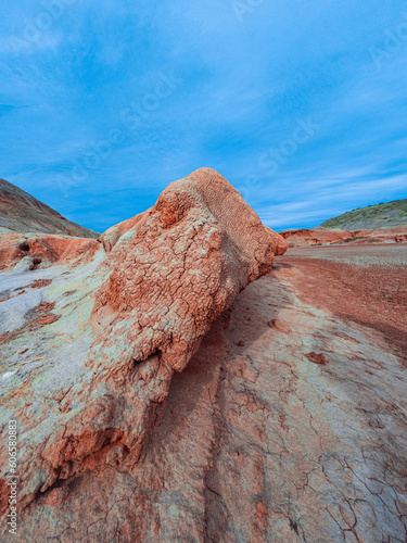 Red rocks. Comodoro Rivadavia, Chubut. It is a unique place that they also call Valley of Mars. It is a journey furrowed by the wind in Comodoro Rivadavia, also known for being the capital of oil and  photo