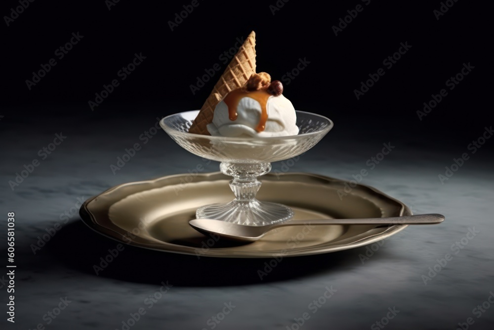 ice cream with little plate Cinematic Editorial Food Photography