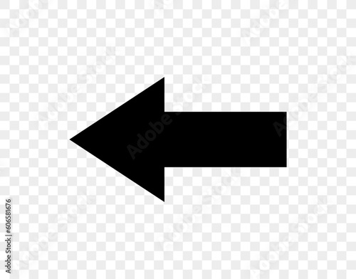 Single vector black arrow. Simple left black arrow illustration, previous button, pointer, icon.