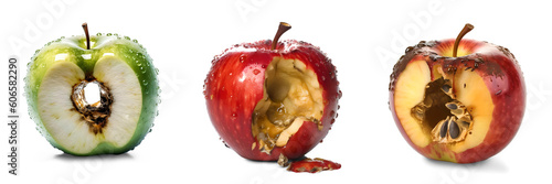 Rotten apple, isolated background. Generative Ai photo