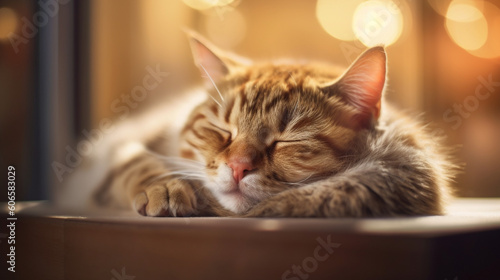 Cute Kitten Sleeping in a Window