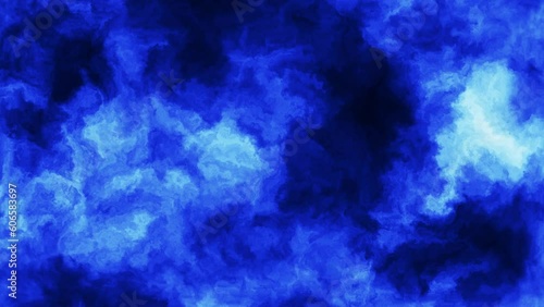 Blue smoke clouds moving slowly on a blue background.