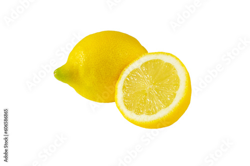 Bild auf Leinwand Lemon whole and half cut fruits isolated transparent png