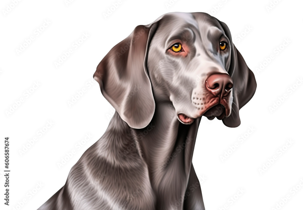 Weimaraner dog on transparent background. Generative AI.