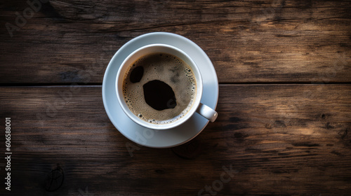 A Cup of Coffee on a Rustic Wooden Table