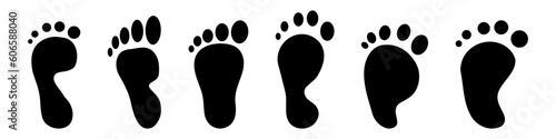Black human footprint. Vector illustration isolated on white background.