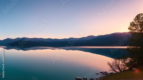 An Illustration Of A Vividly Emotive Image Of A Lake With Mountains In The Background