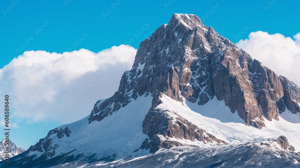 A Picture Of A Strikingly Candid Mountain With A Few Clouds