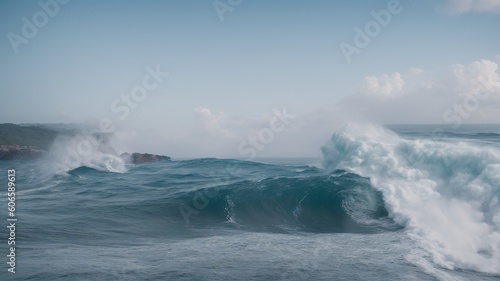 A Scene Of A Breathtakingly Gorgeous Ocean With A Wave Breaking
