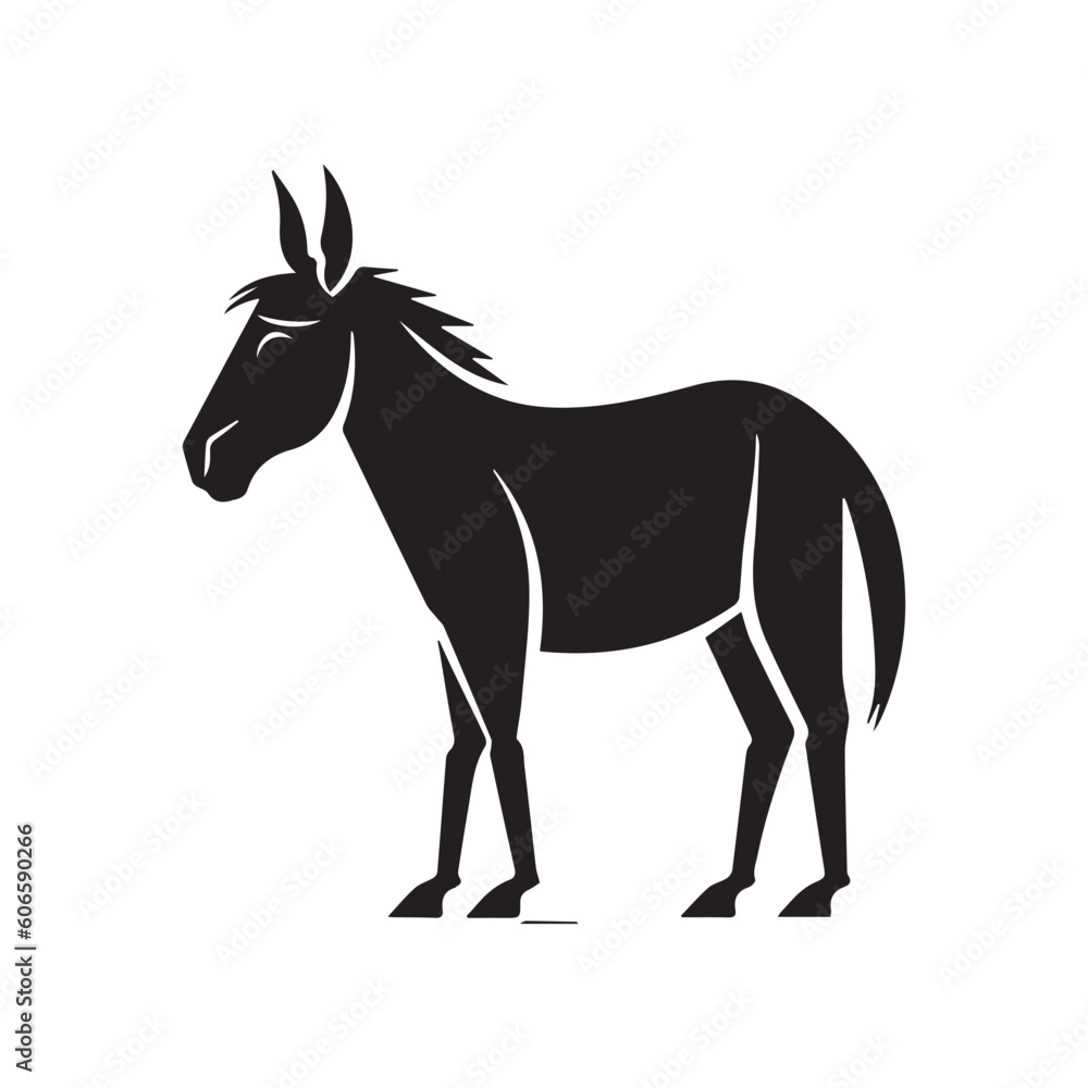 Donkey vector logo - black and white . Abstract drawing Vector illustration Donkey vector logo - black and white . Abstract drawing Vector illustration