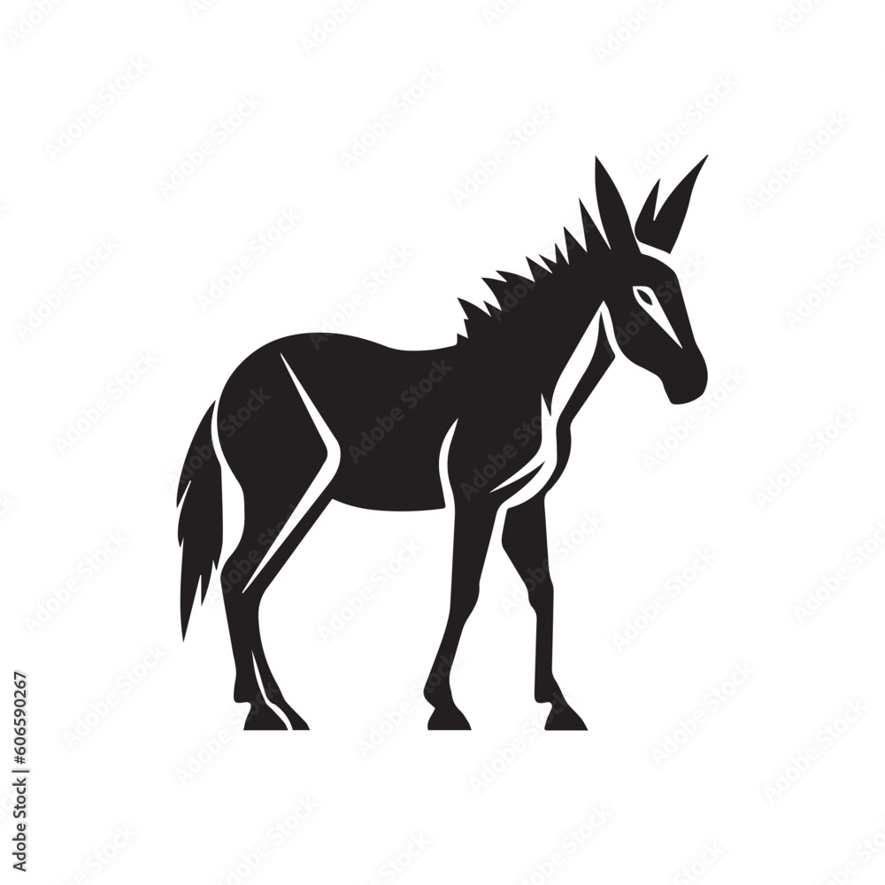 Donkey vector logo - black and white . Abstract drawing Vector illustration Donkey vector logo - black and white . Abstract drawing Vector illustration