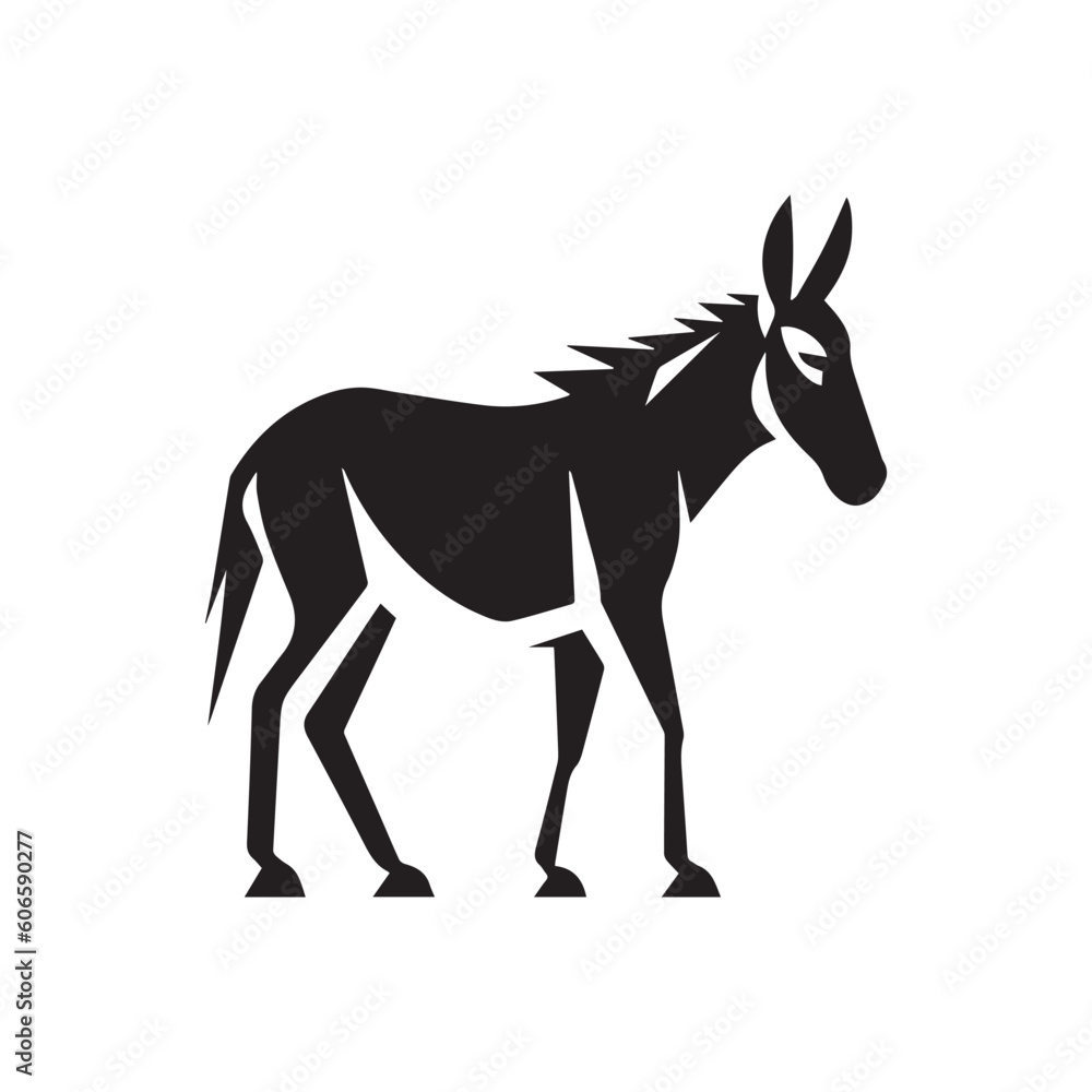 Donkey vector logo - black and white . Abstract drawing Vector illustration Donkey vector logo - black and white . Abstract drawing Vector illustration