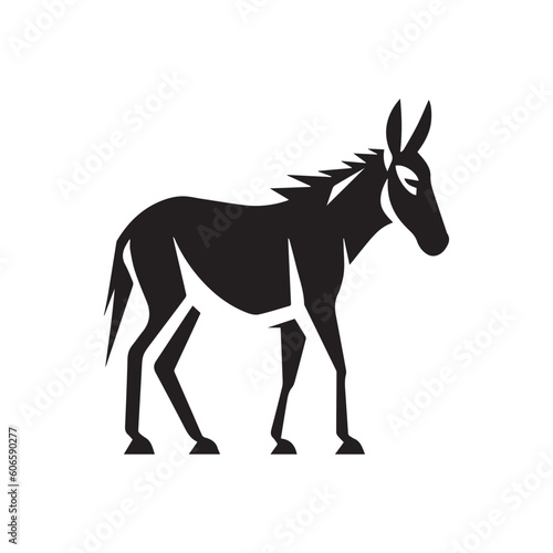 Donkey vector logo - black and white . Abstract drawing Vector illustration