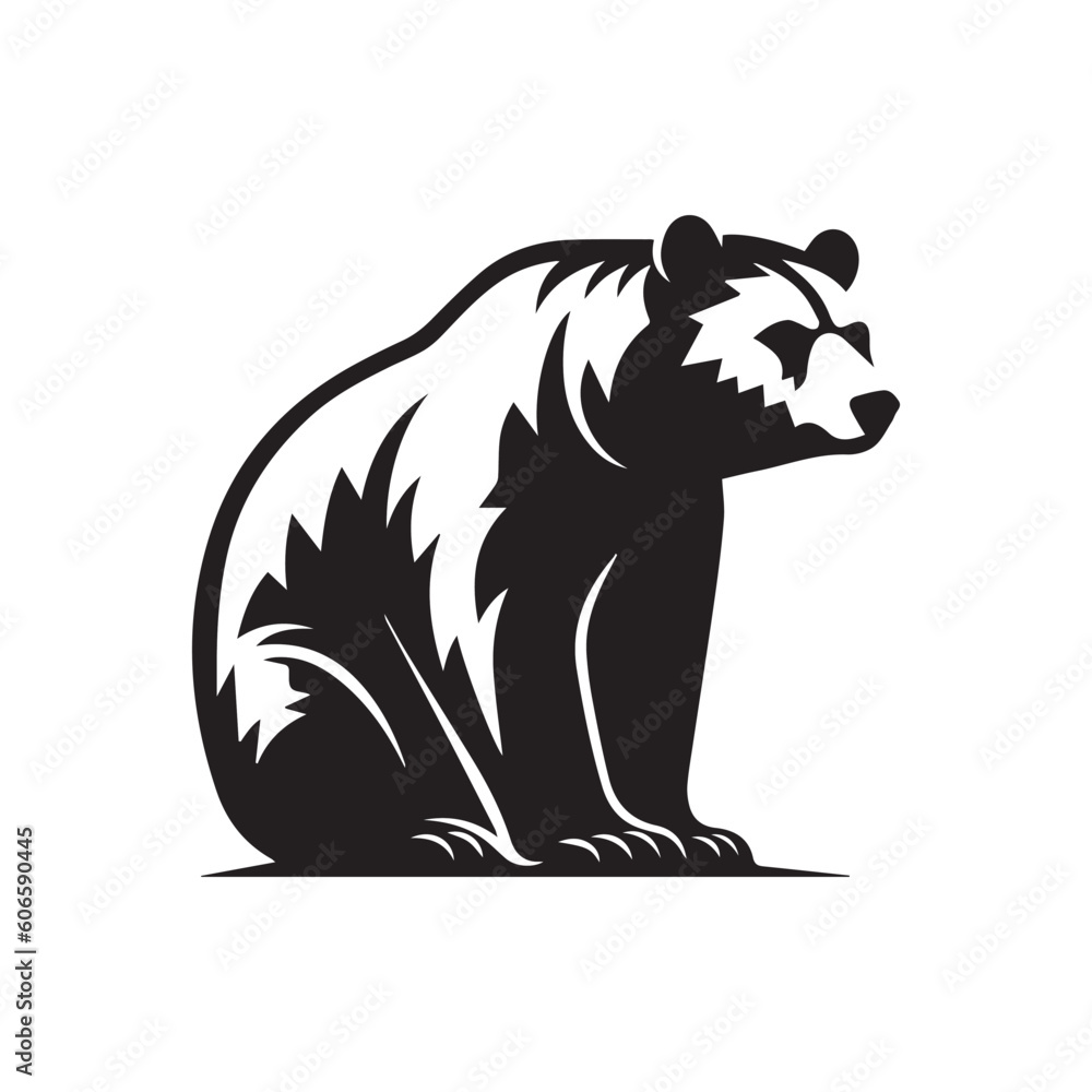 Fototapeta premium bear vector logo - black and white . Abstract drawing Vector illustration