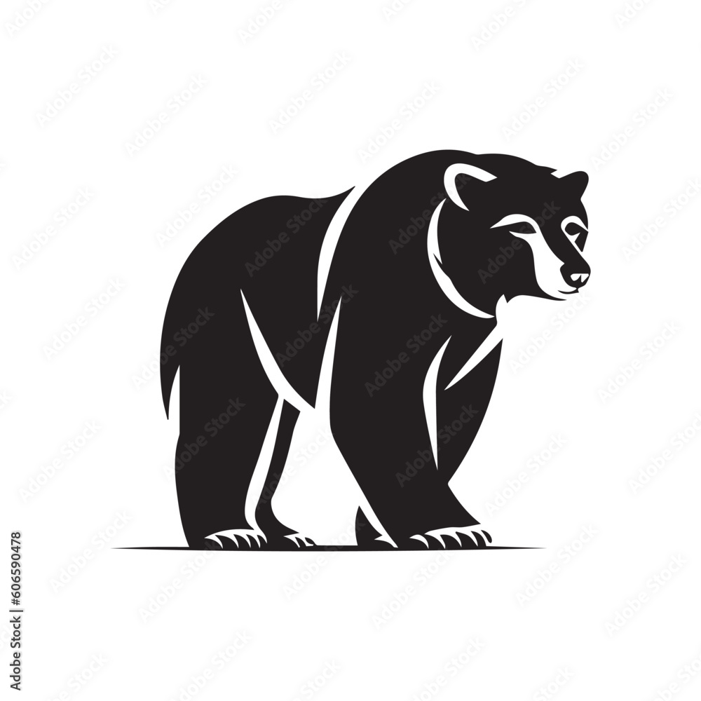 Fototapeta premium bear vector logo - black and white . Abstract drawing Vector illustration