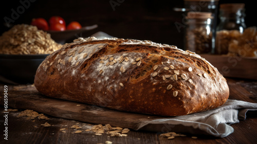 A Multigrain Bread on a Rustic Wooden Table