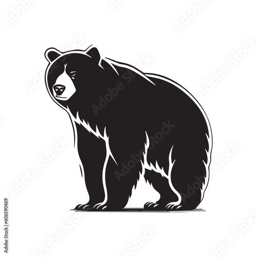 bear vector logo - black and white . Abstract drawing Vector illustration