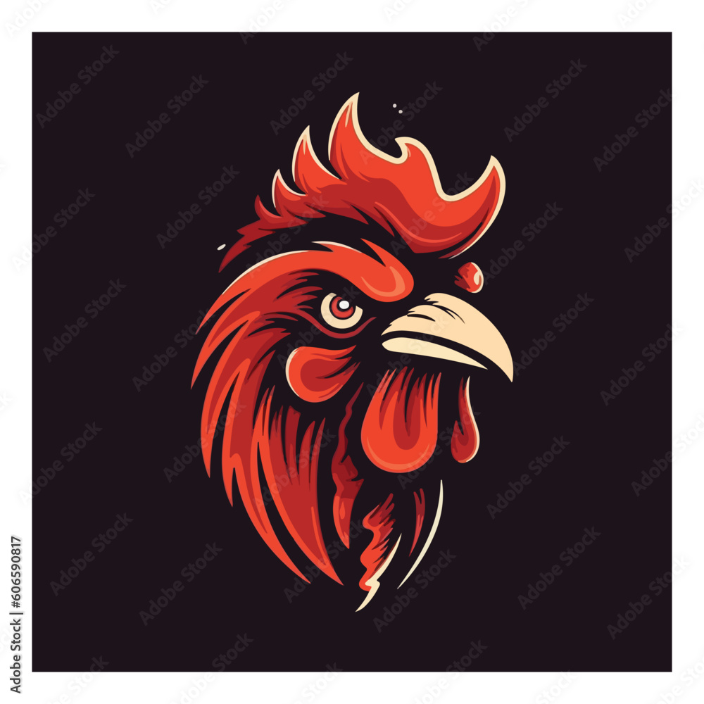 red chicken mascot logo for broiler chicken factory . flat color red chicken mascot logo for broiler chicken factory . flat color