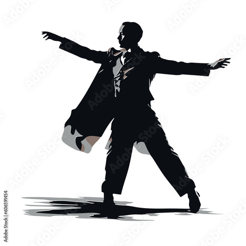 Lonely dancer, maestro of a beautiful waltz, vector, silhouette, eps