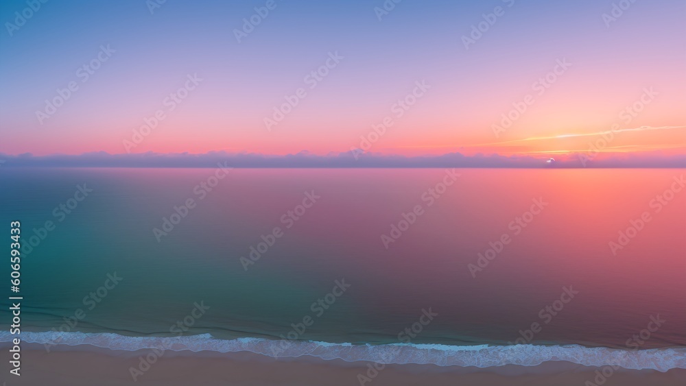 A Picture Of A Magnificently Panoramic View Of The Ocean At Sunset