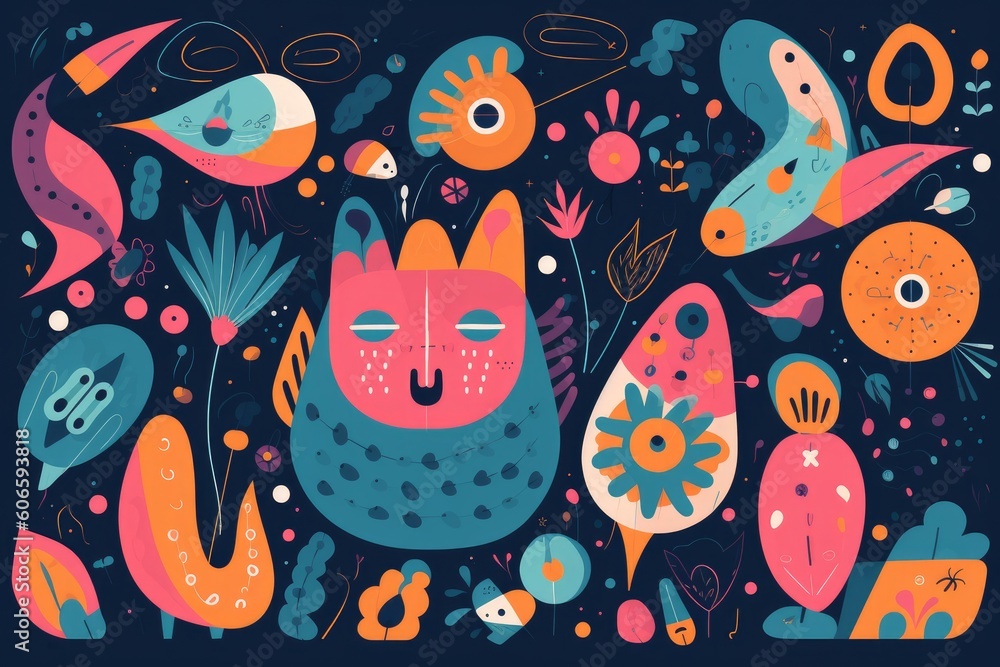 Whimsical and playful patterned background, Generative ai Whimsical and playful patterned background, Generative ai